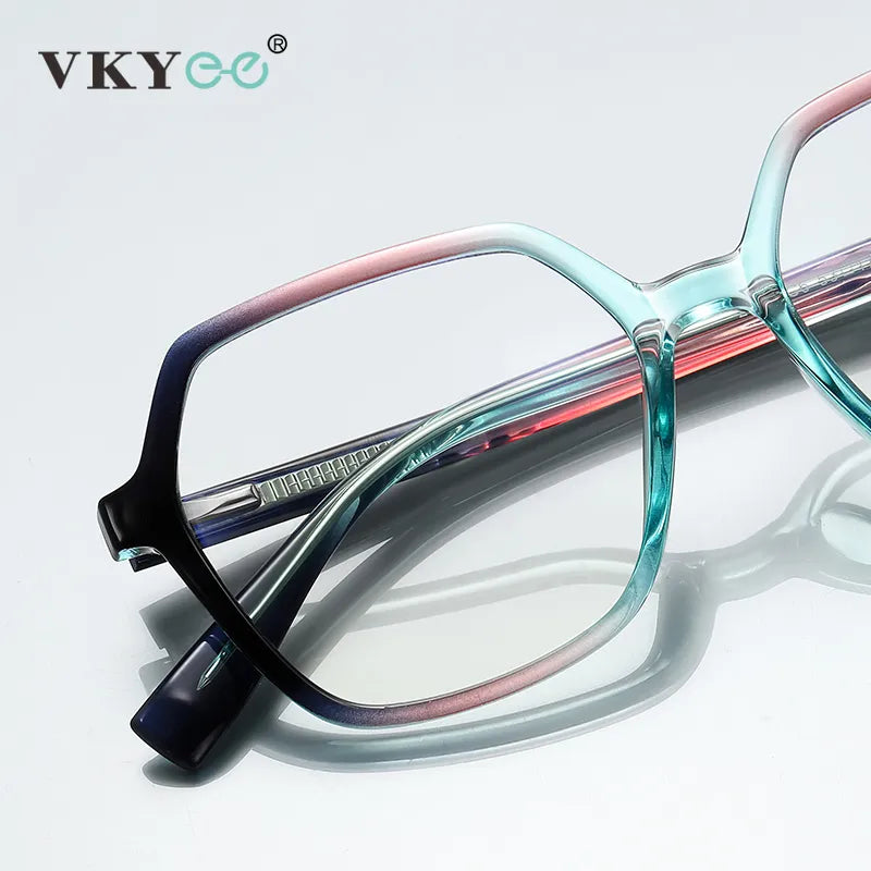 Vicky Unisex Full Rim Large Polygon Square Acetate Alloy Reading Glasses 2140 Reading Glasses Vicky   