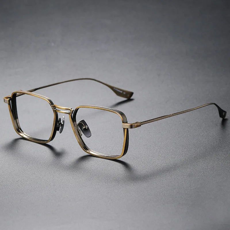 Zirosat Men's Full Rim Square Double Bridge Titanium Eyeglasses 958125