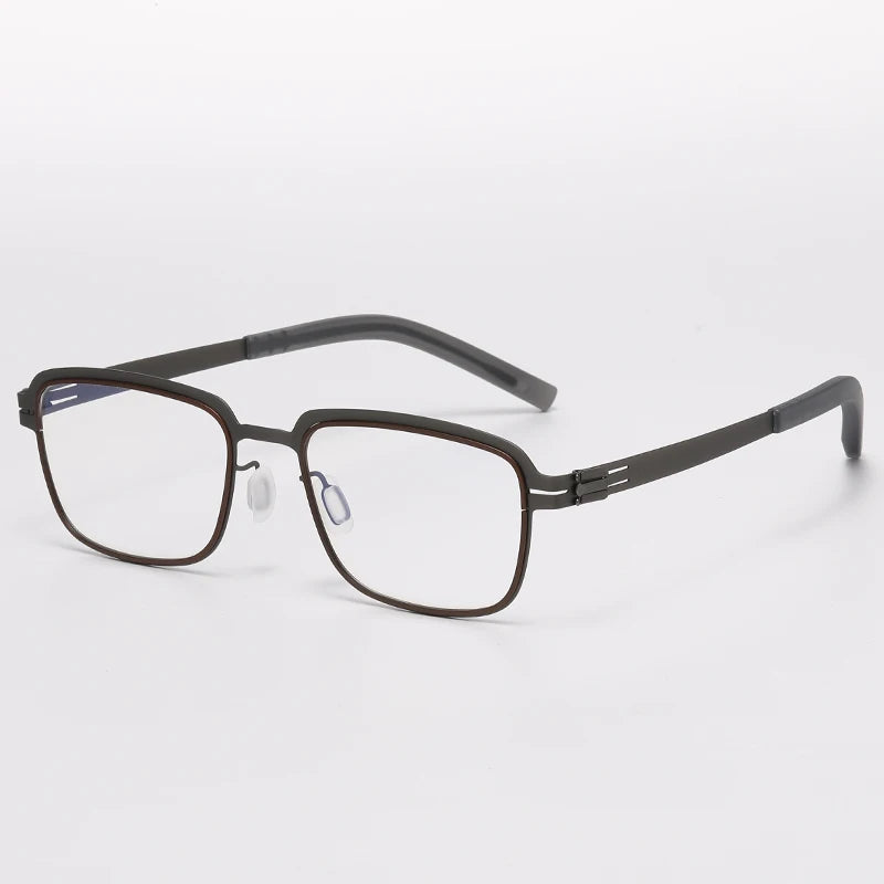 Bobbie Unisex Full Rim Square Screwless Steel Acetate Eyeglasses 165038