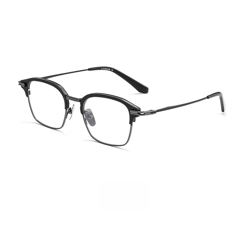 Yimaruili Men's Full Rim Square Titanium Eyeglasses Dtx142s Full Rim Yimaruili Eyeglasses Black Gun  