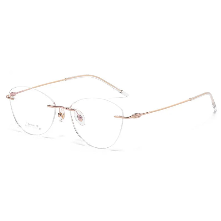 Yimaruili Women's Rimless Oval Cat Eye Titanium Eyeglasses 366076