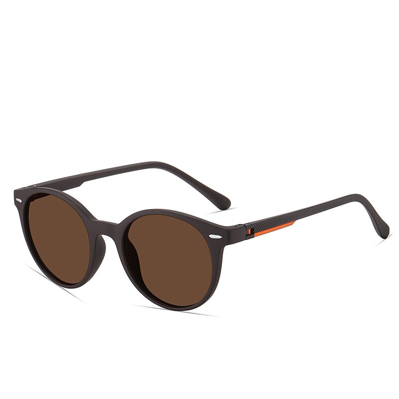 Yimaruili Unisex Full Rim Round Tr 90 Polarized Sunglasses C3008 Sunglasses Yimaruili Sunglasses Coffee C3 Other 