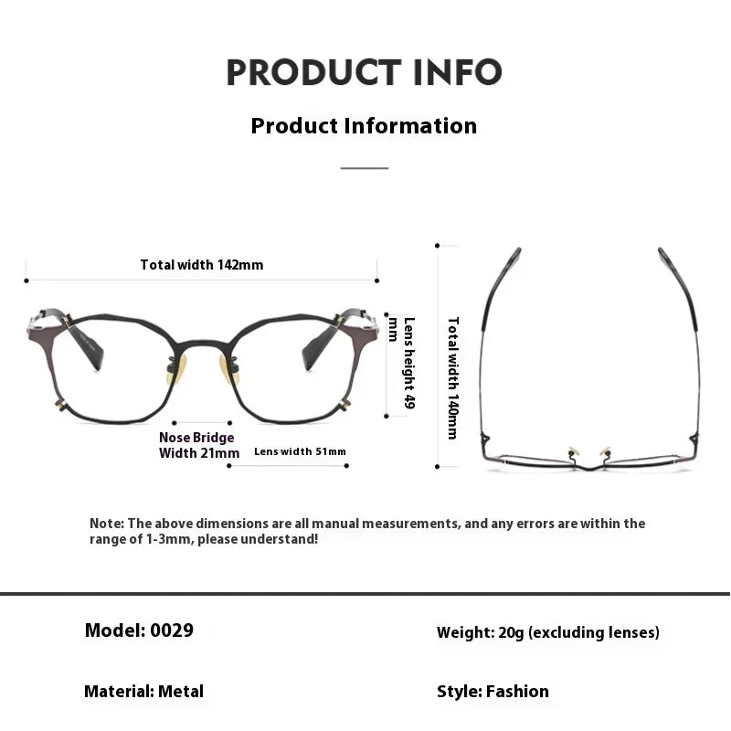 Muzz Unisex Full Rim Square Stainless Steel Eyeglasses 370029