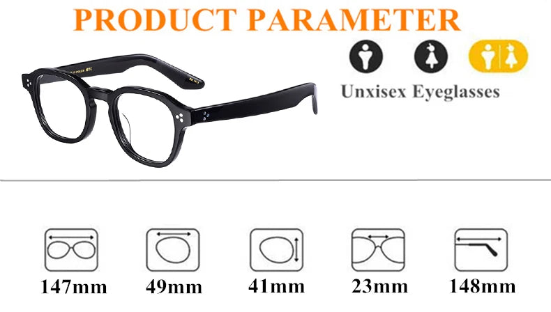 Black Mask Unisex Full Rim Square Thick Acetate Temple Eyeglasses 91147