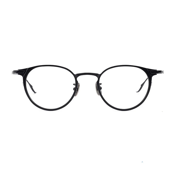 Black Mask Unisex Full Rim Round Titanium Eyeglasses M061 Full Rim Black Mask   