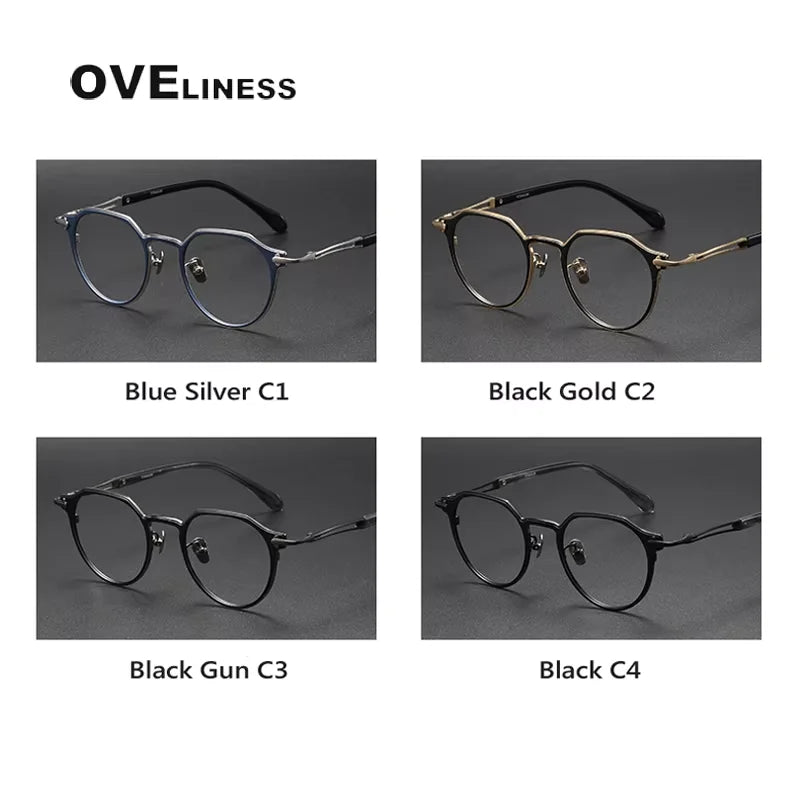 Oveliness Unisex Full Rim Flat Top Oval Titanium Acetate Eyeglasses 14121 Full Rim Oveliness   