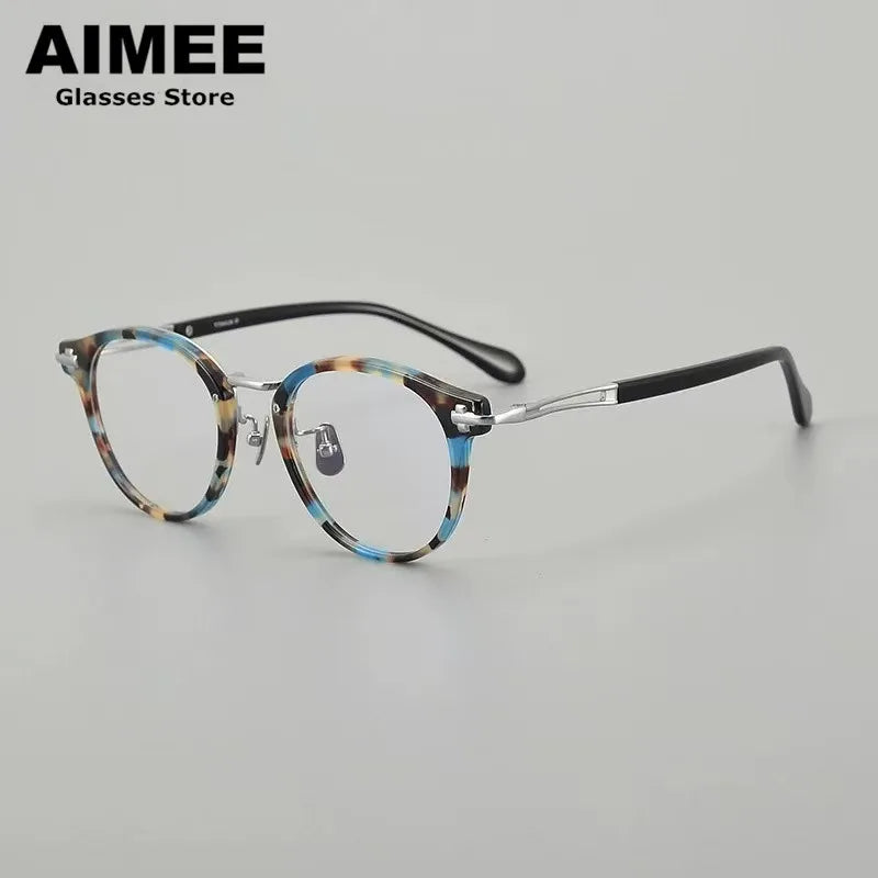 Aimee Unisex Full Rim Oval Round Titanium Acetate Eyeglasses 462148