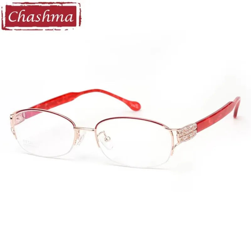 Chashma Ochki Women's Semi Rim Oval Square Titanium Eyeglasses 882392