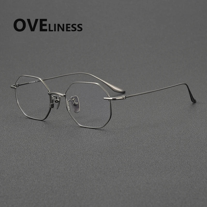 Oveliness Women's Full Rim Square Polygon Titanium Eyeglasses 62174