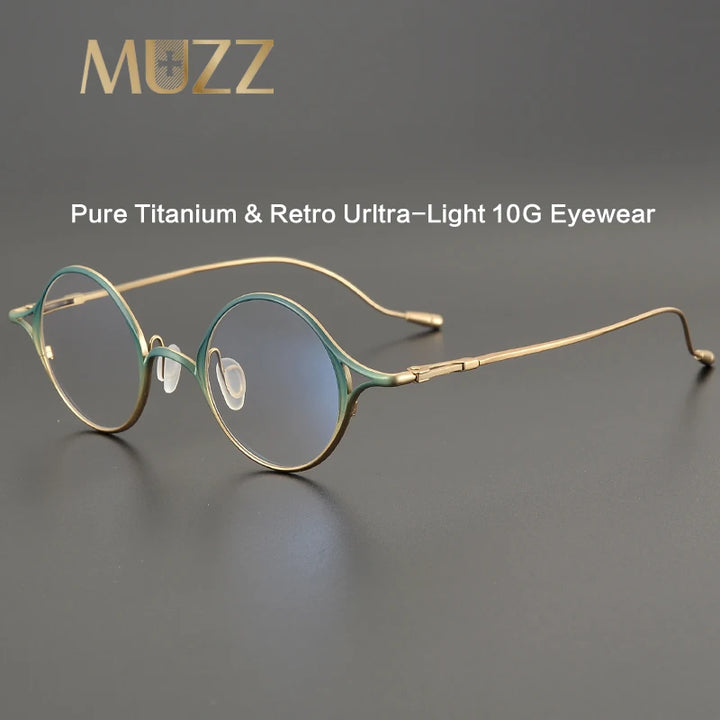 Muzz Unisex Full Rim Small Round Titanium Eyeglasses 5958 Full Rim Muzz   