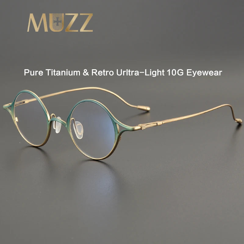 Muzz Unisex Full Rim Small Round Titanium Eyeglasses 5958 Full Rim Muzz   