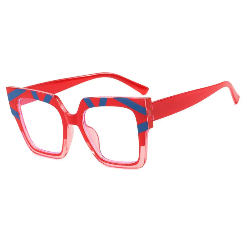 CCspace Women's Full Rim Square Thick Polycarbonate Eyeglasses 301255 Full Rim CCspace Red  