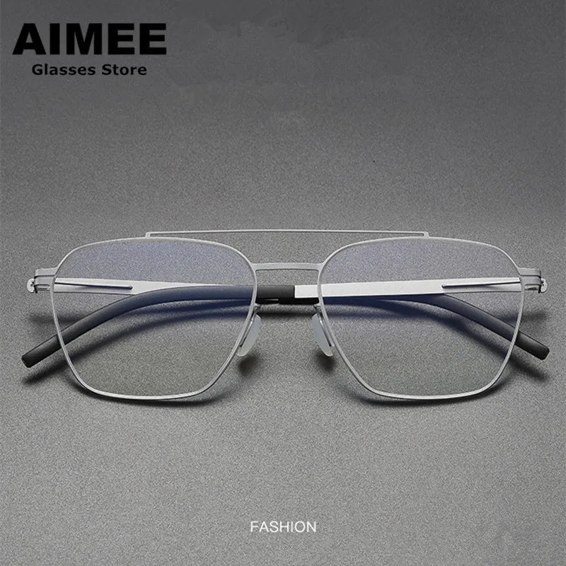 Aimee Unisex Full Rim Square Double Bridge Titanium Eyeglasses 1101 Full Rim Aimee   