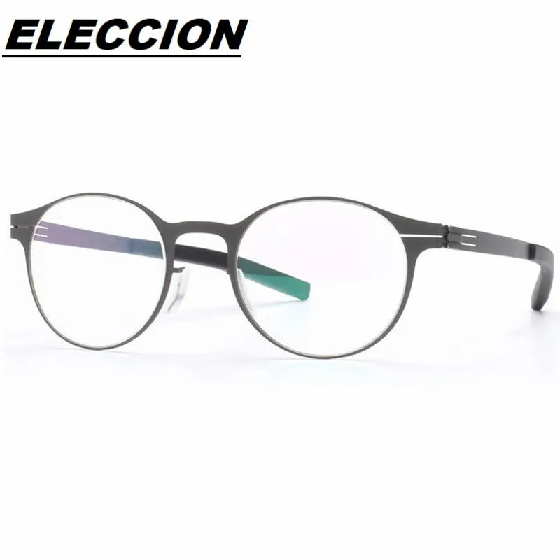 Eleccion Women's Full Rim Round Screwless Steel Eyeglasses 91125