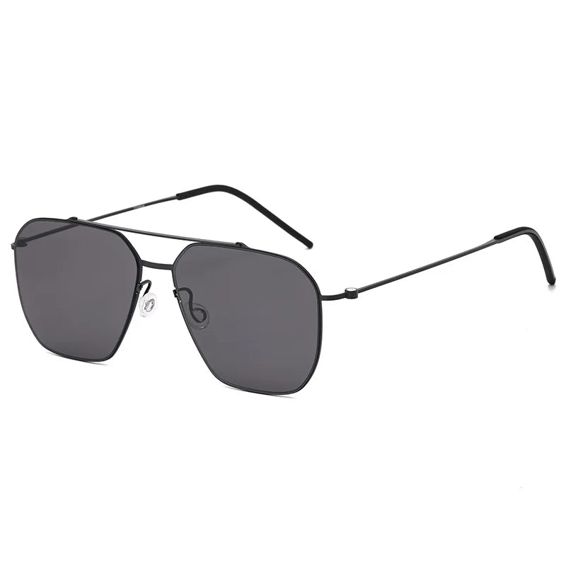 Black Mask Women's Full Rim Square Double Bridge Titanium Sunglasses 398804