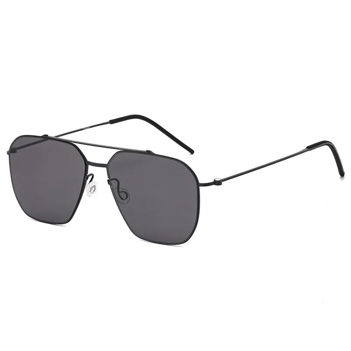 Black Mask Women's Full Rim Square Double Bridge Titanium Sunglasses 398804
