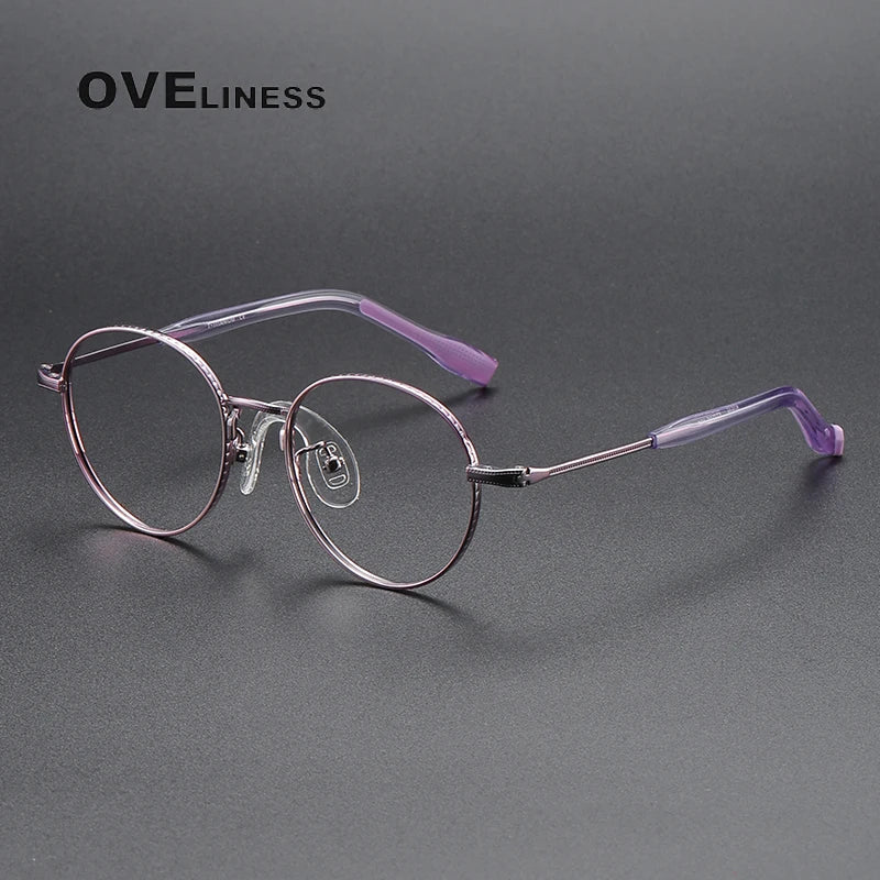 Oveliness Unisex Youth's Full Rim Round Titanium Eyeglasses 80939 Full Rim Oveliness purple  