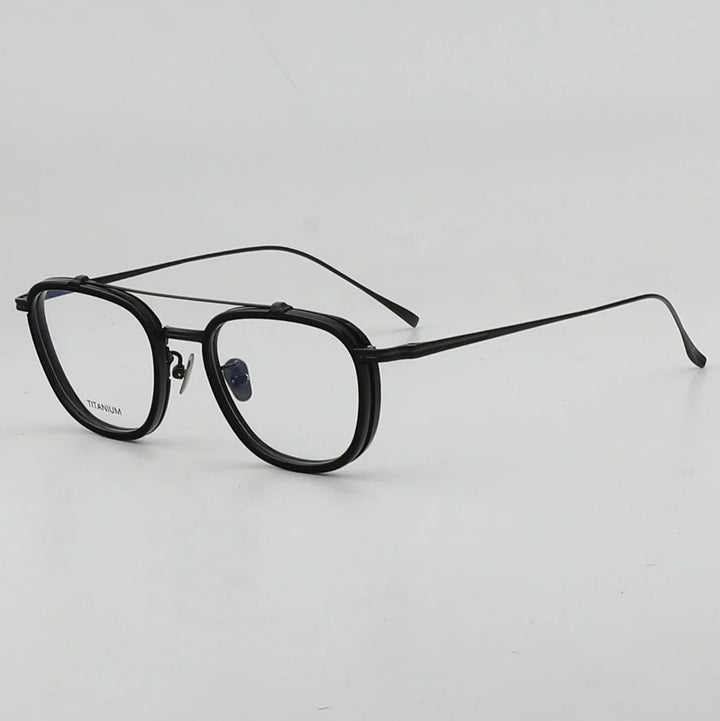Aror Unisex Full Rim Square Double Bridge Titanium Acetate Eyeglasses 10197