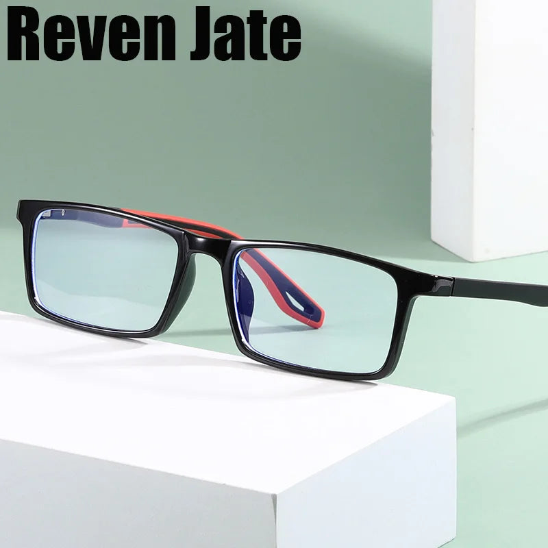 Reven Jate Mens Full Rim Square Plastic Eyeglasses 81308 Full Rim Reven Jate   