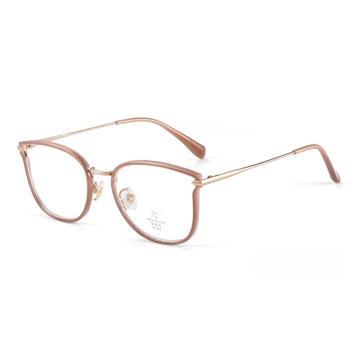 Yimaruili Women's Full Rim Square Cat Eye Alloy Tr 90 Eyeglasses Y2293 Full Rim Yimaruili Eyeglasses Jelly Pink C5  