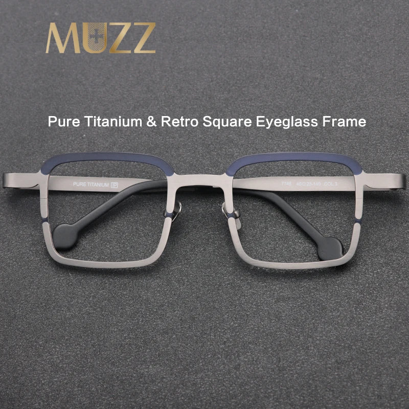 Muzz Unisex Full Rim Big Square Titanium Eyeglasses 47746 Full Rim Muzz