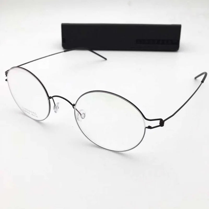 Aimee Unisex Full Rim Oval Round Screwless Titanium Eyeglasses 45135 Full Rim Aimee   