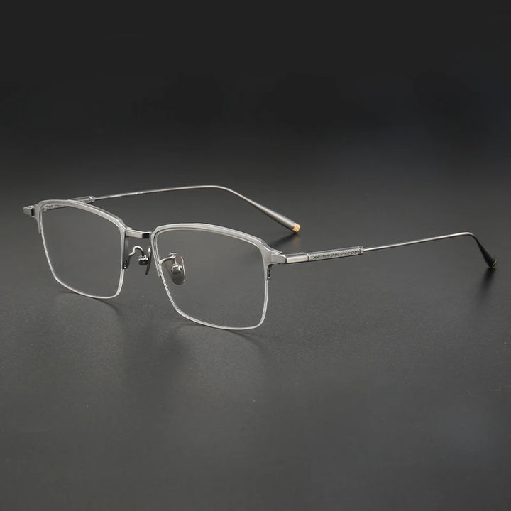 Muzz Men's Semi Rim Square Titanium Eyeglasses 10165