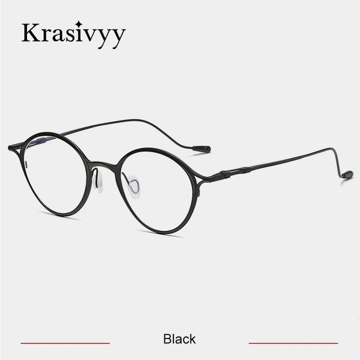 Krasivyy Unisex Full Rim Round Screwless Titanium Eyeglasses 45926