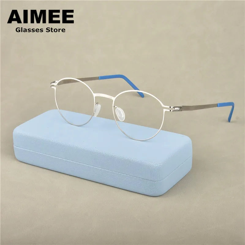 Aimee Unisex Full Rim Oval Screwless Titanium Eyeglasses 1328 Full Rim Aimee   