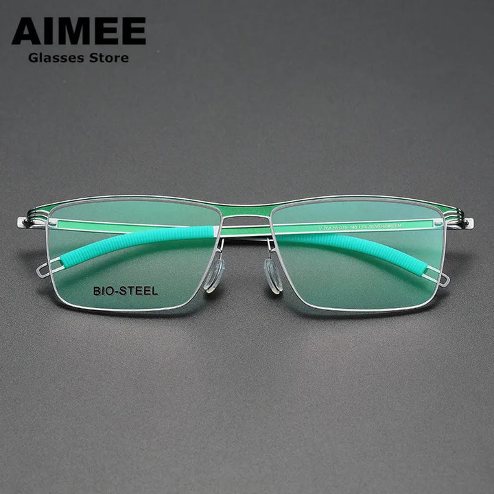 Aimee Unisex Full Rim Square Screwless Titanium Acetate Eyeglasses 22261 Full Rim Aimee Green  