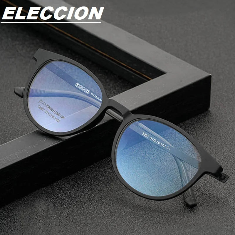 Eleccion Unisex Full Rim Round Tr 90 Titanium Eyeglasses 3091 Full Rim FuzWeb