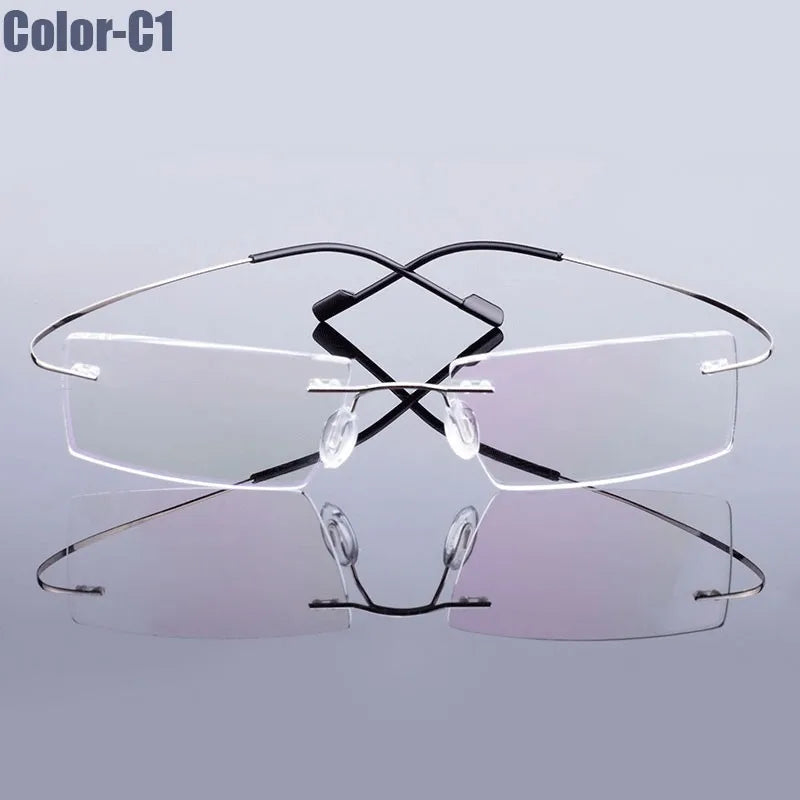 Hotony Unisex Rimless Alloy Prescription Eyeglasses 5018 - view 14
