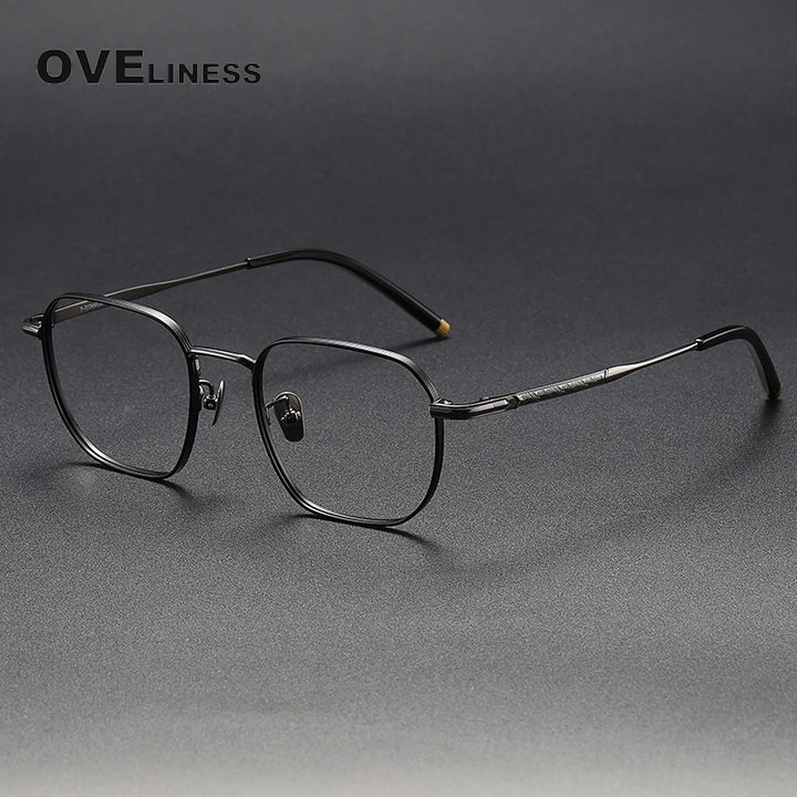 Oveliness Unisex Full Rim Square Titanium Eyeglasses 80881 Full Rim Oveliness black gun  