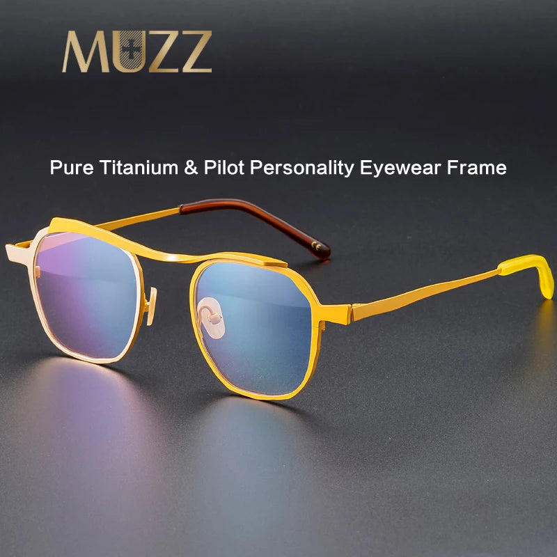 Muzz 0091 men's square IP titanium prescription eyeglasses