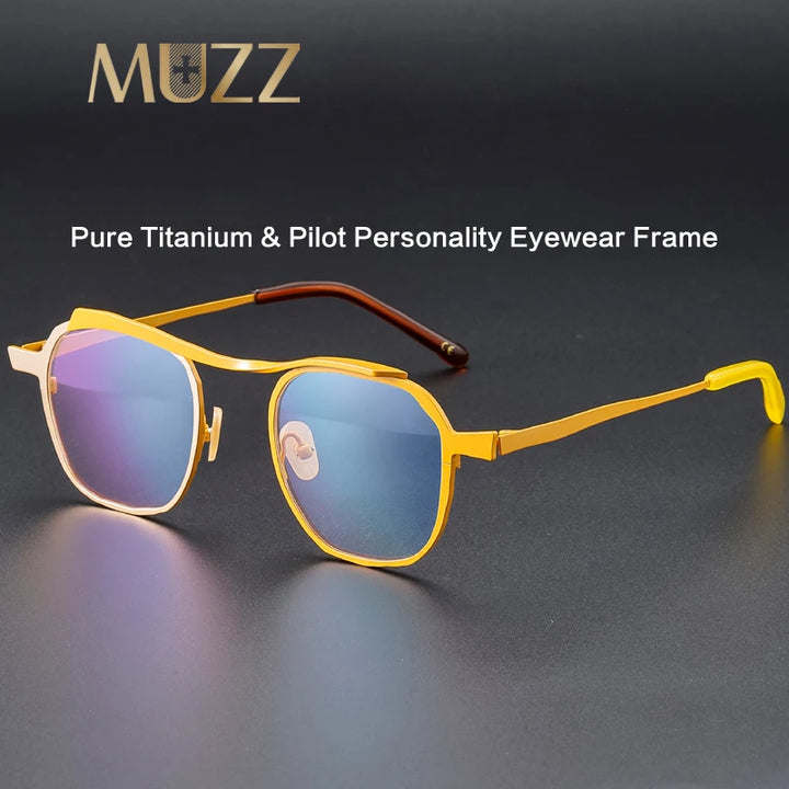 Muzz 0091 men's square IP titanium prescription eyeglasses