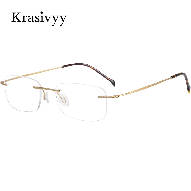 Krasivyy Unisex Rimless Square Screwless Titanium Eyeglasses 16446 Rimless Krasivyy   