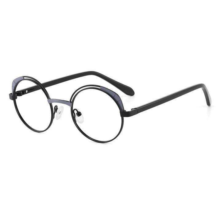 Laoyehui Women's Full Rim Round Alloy Reading Glasses G8950 Reading Glasses Laoyehui Blue 0(NO BLUE LIGHT) 