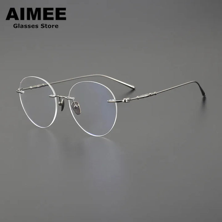 Aimee Men's Rimless Oval Round Titanium Eyeglasses 5931 Rimless Aimee   