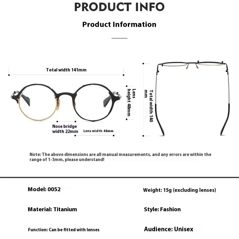 Muzz Unisex Full Rim Round Titanium Eyeglasses 370052