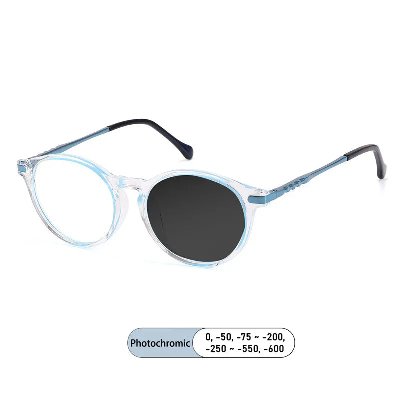 Kocolior Unisex Children's Full Rim Round Tr 90 Alloy Photochromic Reading Glasses 692127