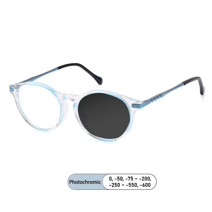 Kocolior Unisex Children's Full Rim Round Tr 90 Alloy Photochromic Reading Glasses 692127