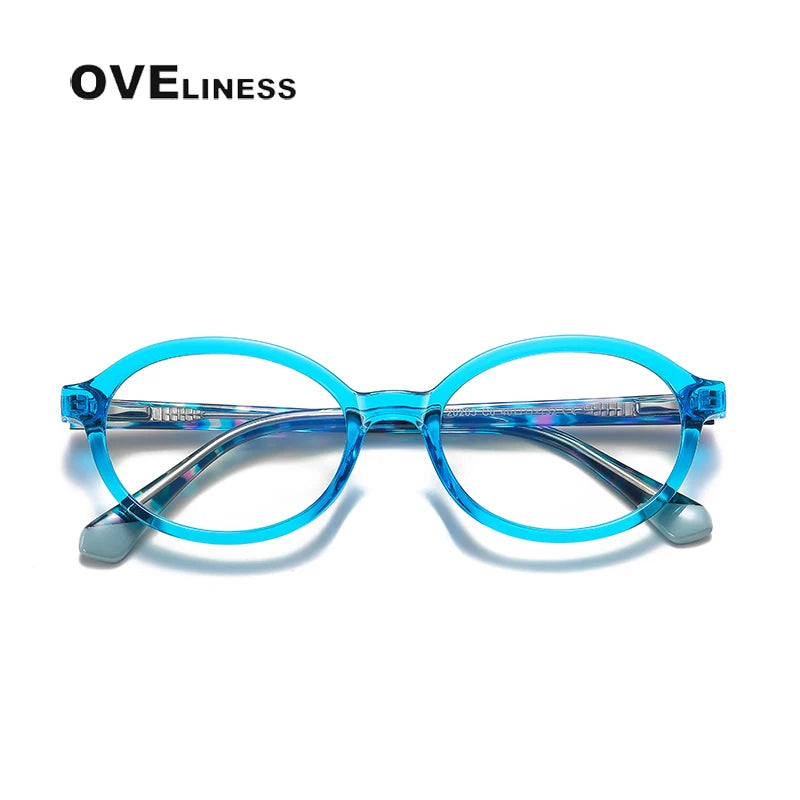 Oveliness Youth Unisex Full Rim Oval Tr 90 Titanium Eyeglasses 20205 Full Rim Oveliness blue  