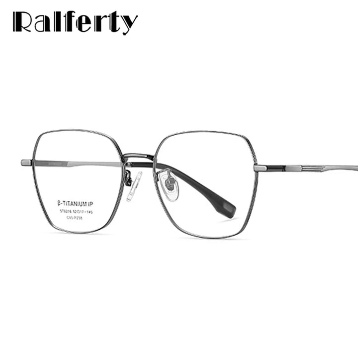 Ralferty Women's Full Rim Square Polygon Titanium Eyeglasses R6216 Full Rim Ralferty   