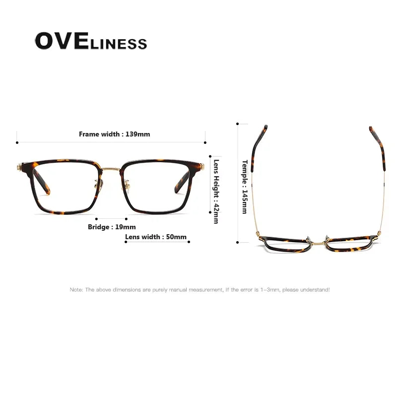 Oveliness Unisex Full Rim Square Acetate Titanium Eyeglasses 80981