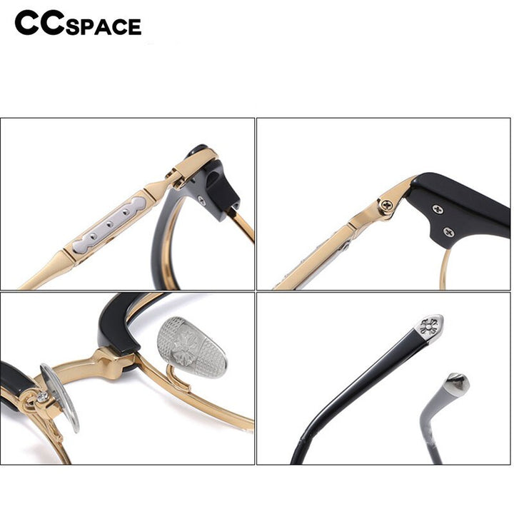 CCspace Unisex Full Rim Square Titanium Alloy Eyeglasses 56404 Full Rim CCspace   