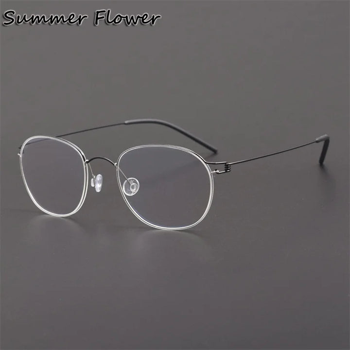 Summer Flower Women's Full Rim Oval Screwless Titanium Eyeglasses 842132