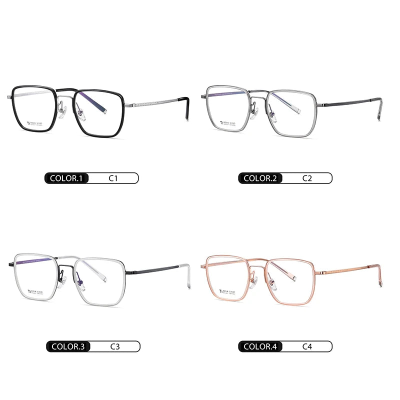 Hotony Unisex Full Rim Square Titanium Eyeglasses R2318 Full Rim Hotony   