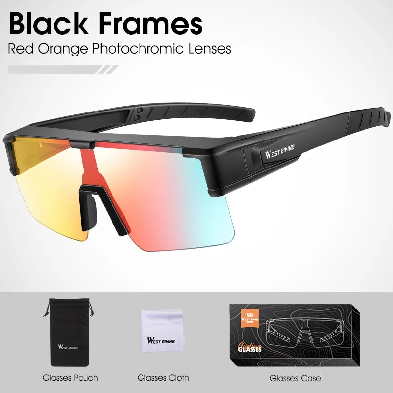West Biking Unisex Semi Rim Square Polycarbonate Over Frame Sunglasses 930703