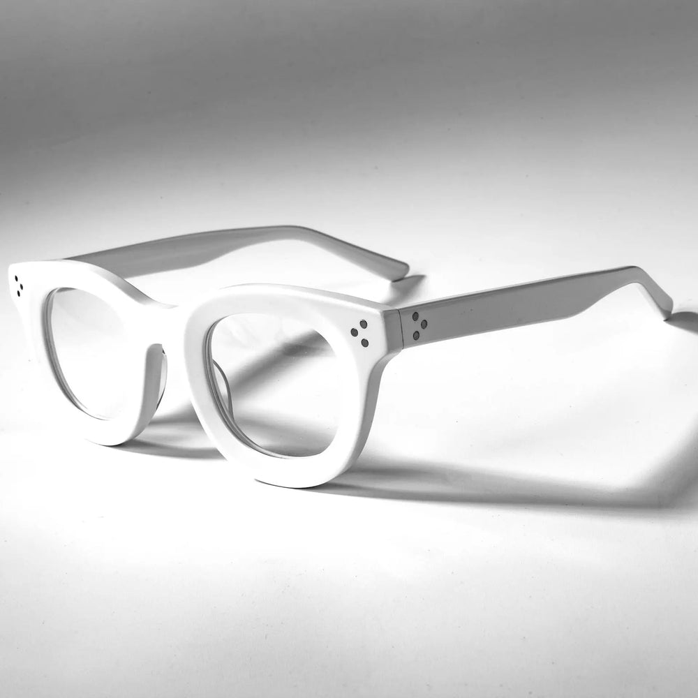Cubojue Unisex Full Rim Round Plastic Reading Glasses Hl56023 Reading Glasses Cubojue WHITE 0 