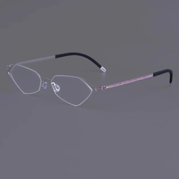 Bobbie 339451 Unisex Screwless Full Rim Polygon Oval Titanium Frames FuzWeb